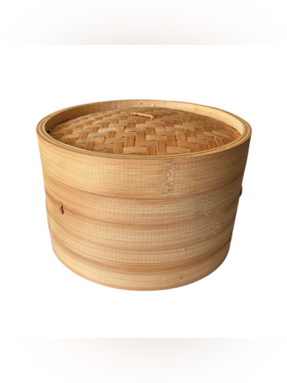 Brand new 9.5” Diameter Two Tiers Bamboo Steamer. Brand new in Bag.